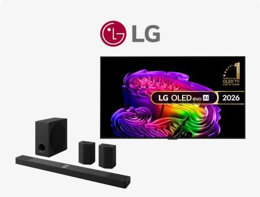 Imagery of LG TVs & selected soundbars with logo.